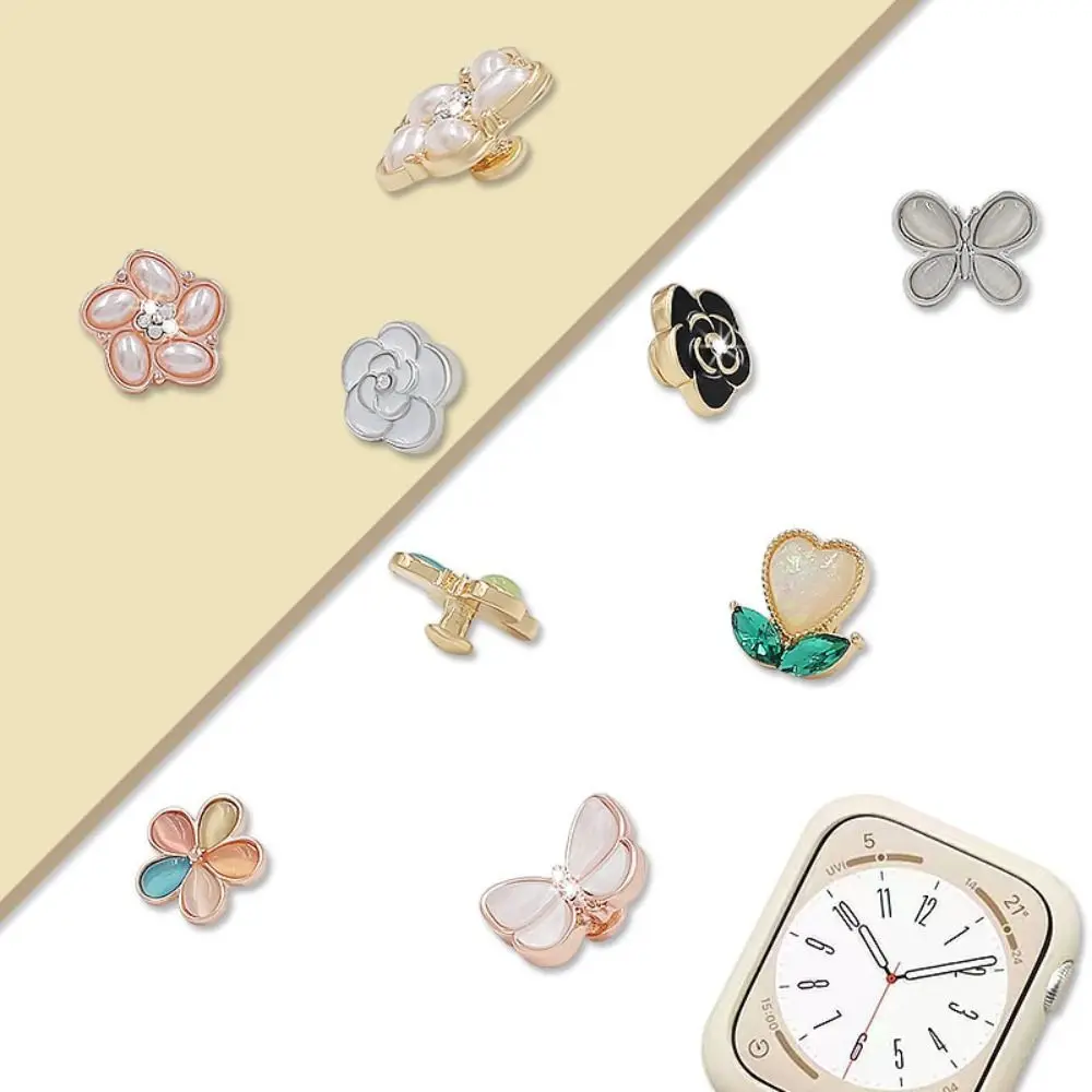 Creative Metal Watch Band Decorative Nails Diamond Brooch Decorative Ring Wristbelt Charms for Iwatch Strap Accessories