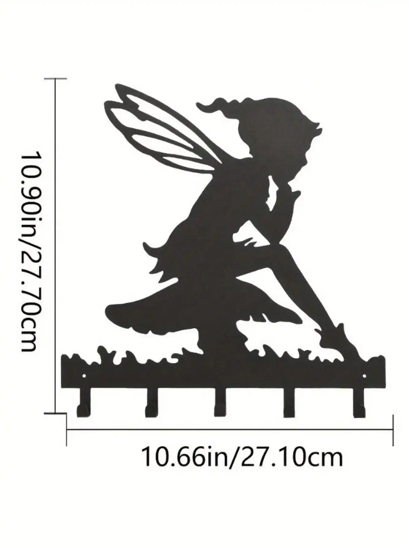 CIFBUY  Garden Fairy Metal Wall Hook Storage Rack Kitchen Coat Key Towel Hanger Entryway Living Room Decor Wrought Iron Shelf