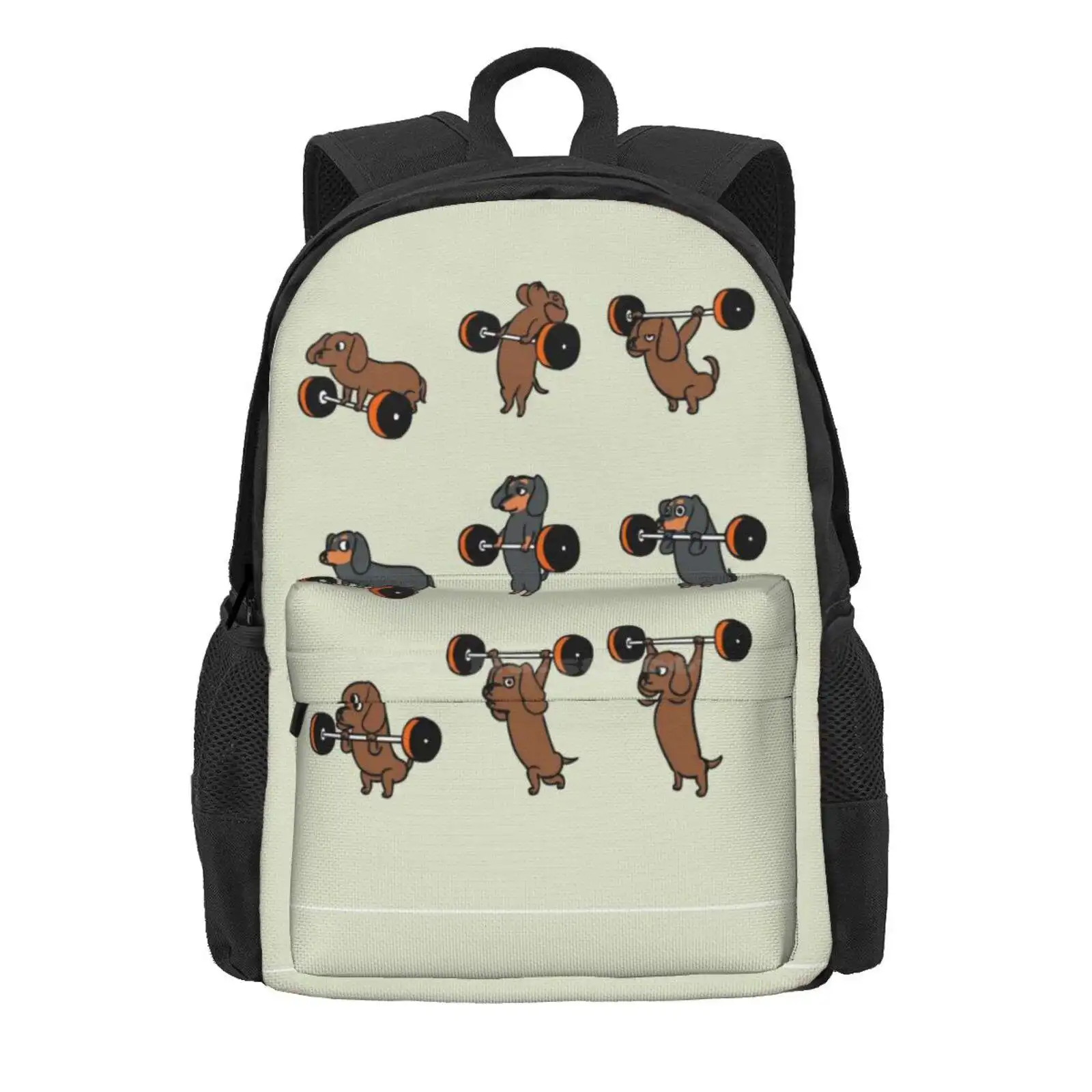 Lifting Dachshund Hot Sale Schoolbag Backpack Fashion Bags Dachshund Fitness Workout Gym Bodybuilding