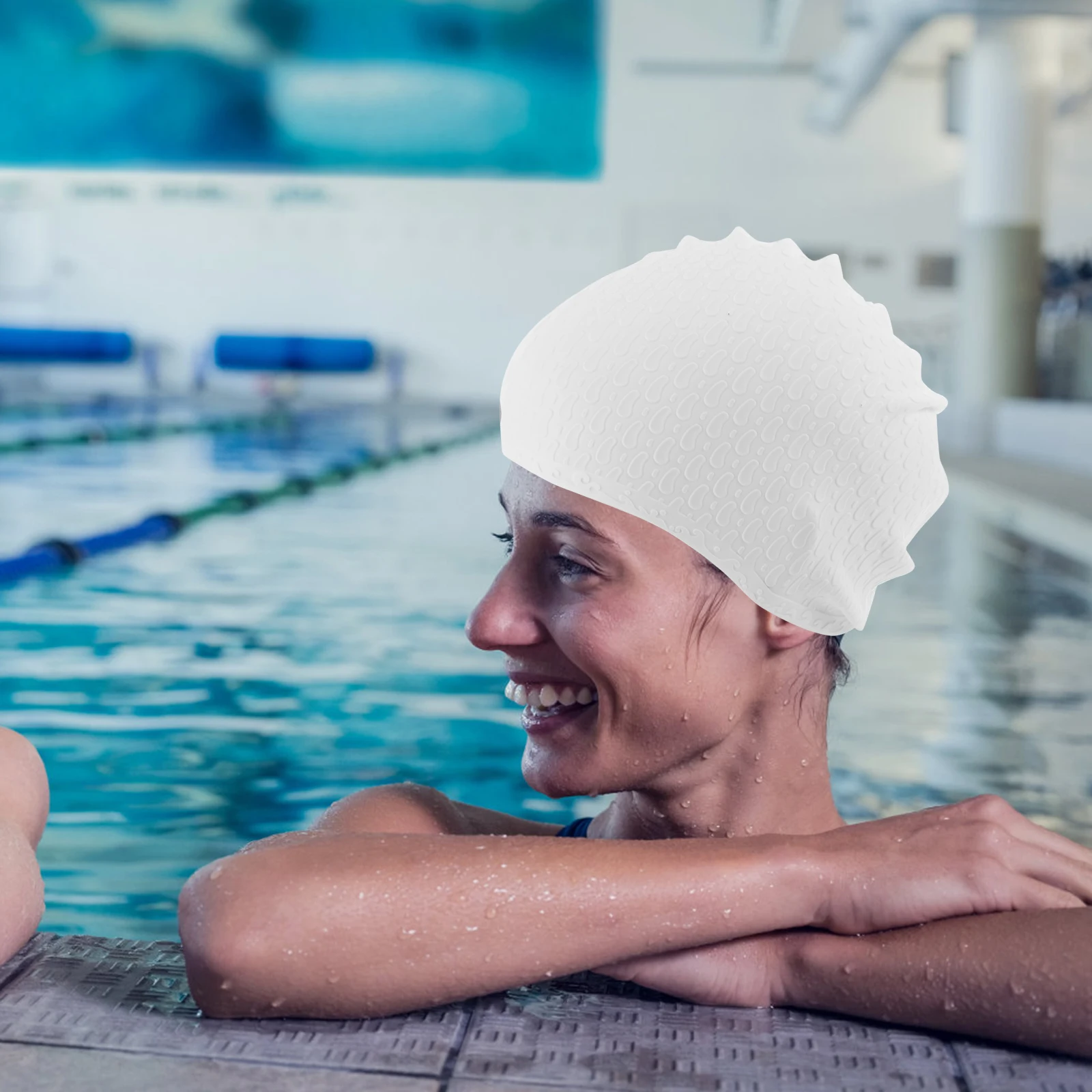 

Silicone Swim Caps Waterproof for Hair Men Women Diving Ear Extra Large White Swim Hats Adult Hair Cap