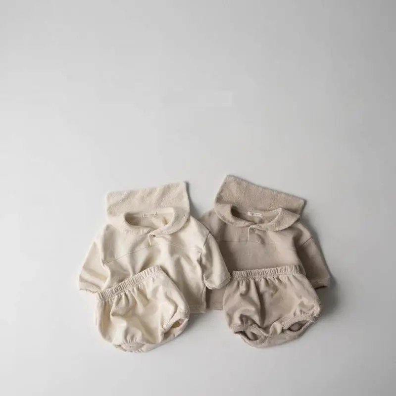 

Infant Boy Girl Solid Lapel Tops + Shorts 2pcs Suit Toddler Cotton Casual Outfits 2025 Autumn New Baby Long Sleeve Clothes Set