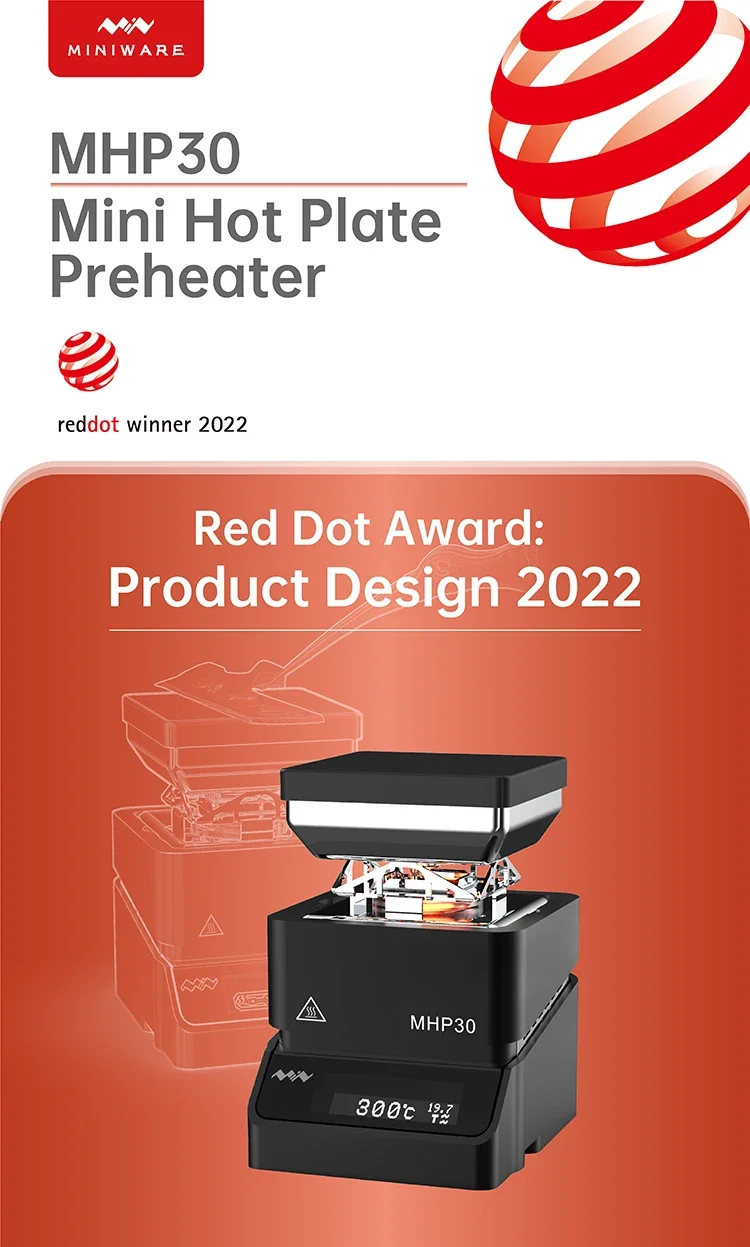 MINIWARE MHP30 Mini Hot Plate Preheater 30*30mm Heating Area Constant Temperature Heating Table 300℃ Intelligent Heating Table AU Location Shipping Fast