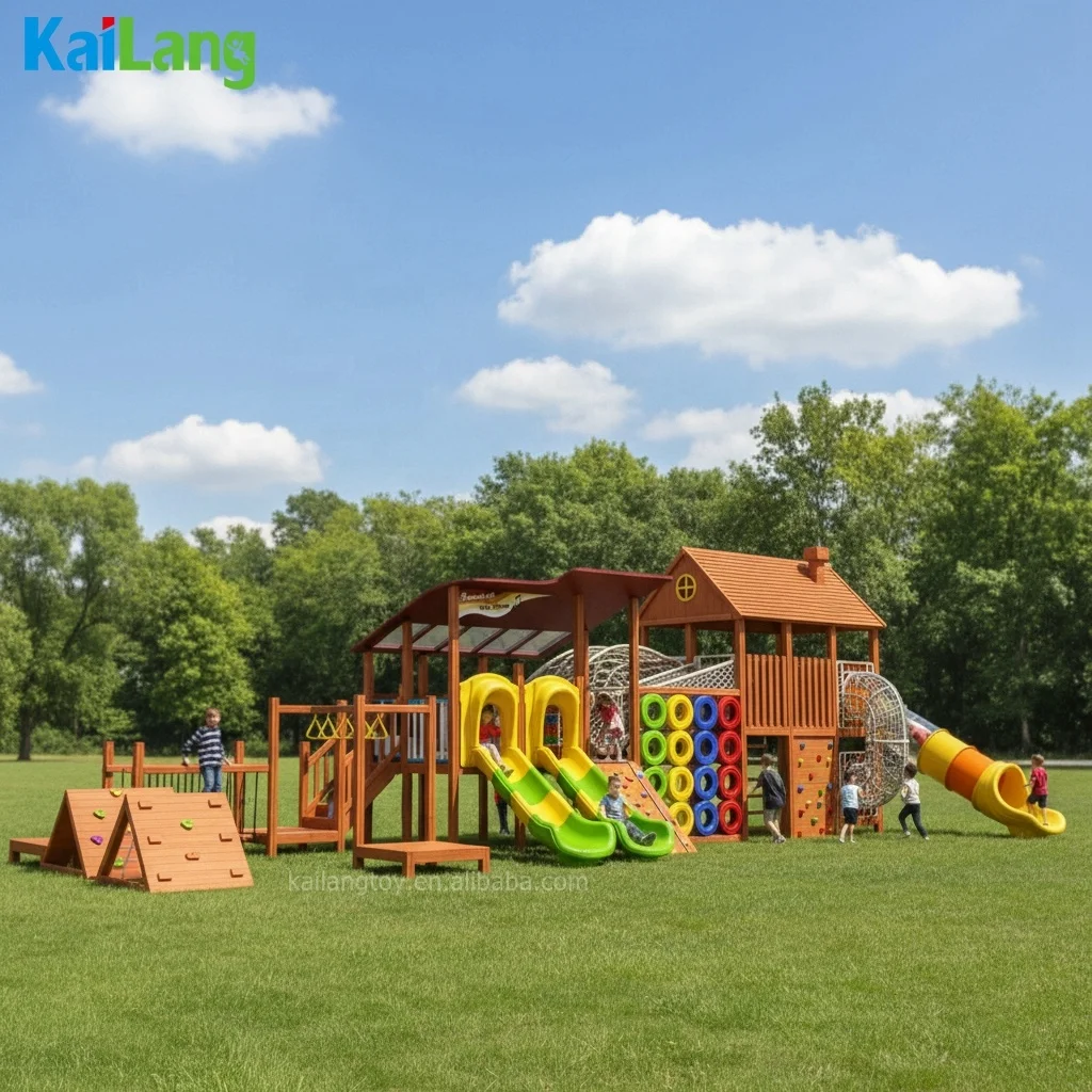 Practical Design Beautiful Playground Equipment Outdoor Play Facilities Game House with Slide Outdoor Play Children's Park