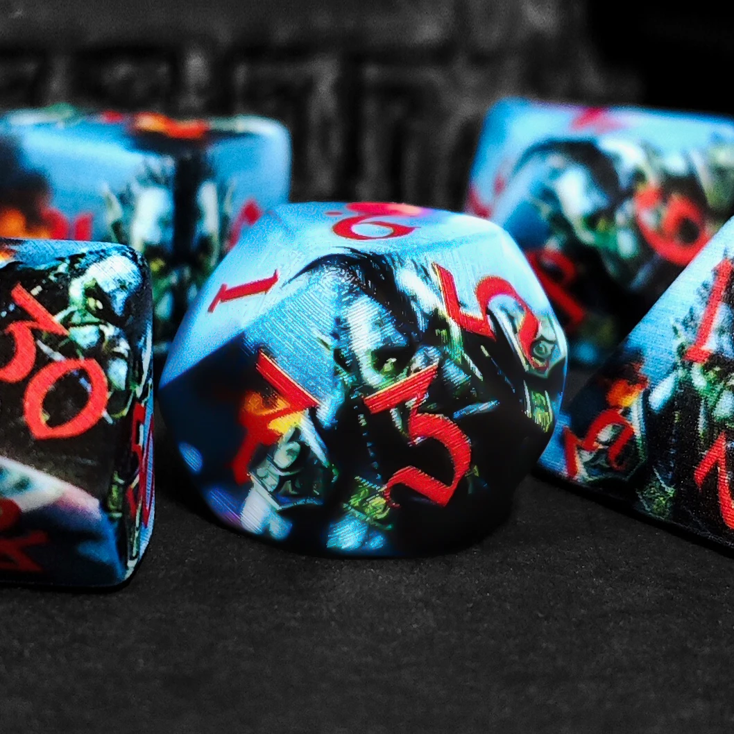 Orc Warrior Polyhedral 7-Piece Dice Set – Fantasy DND Dice with Red Ink for Tabletop RPGs,Perfect for D&D, MTG & Board Games, view 5