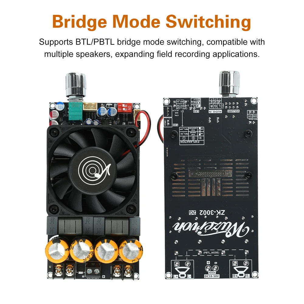 DC 18-50V ZK-3002 2G Zweite Generation Verbesserte Reine Endstufen-Verstärkerplatine 600W Zweikanal-Mono-Verstärker TPA3255-Chip – Detail 7