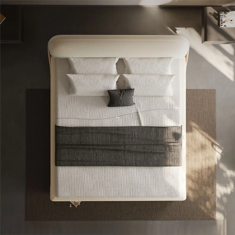 Italian Minimalist Double Bed, Frosted Cloth Bedroom Household Atmospheric Wedding Bed Tatami