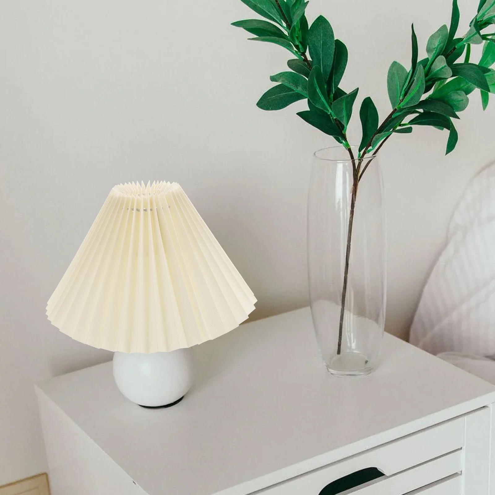 

Pleated Cloth Lampshade E27 Beige Bedside Table Light Shade Cover Home Wall Lighting Decor Lampshade Accessories