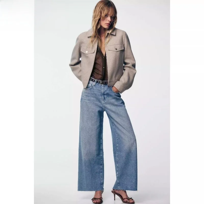 

Новая осенняя модная женская мягкая куртка на молнии, однотонная, с декоративными карманами, верхняя одежда с длинными рукавами, прямого кроя, стандартной длины