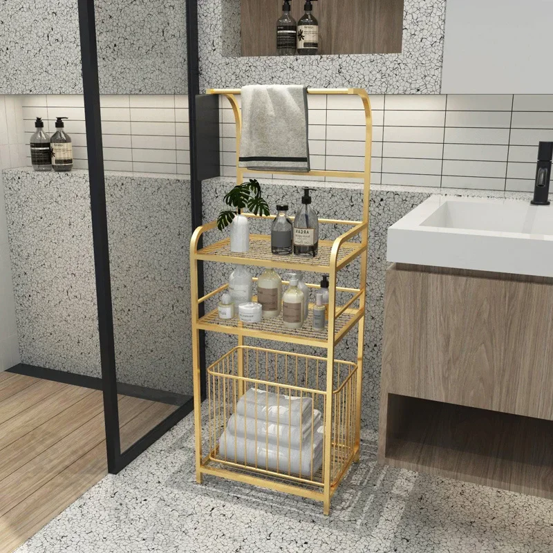 

Chic Nordic Style Iron Towel Rack Light Luxury Modern Bathroom Shelf Elegant FloorStanding Design for Towel Storage