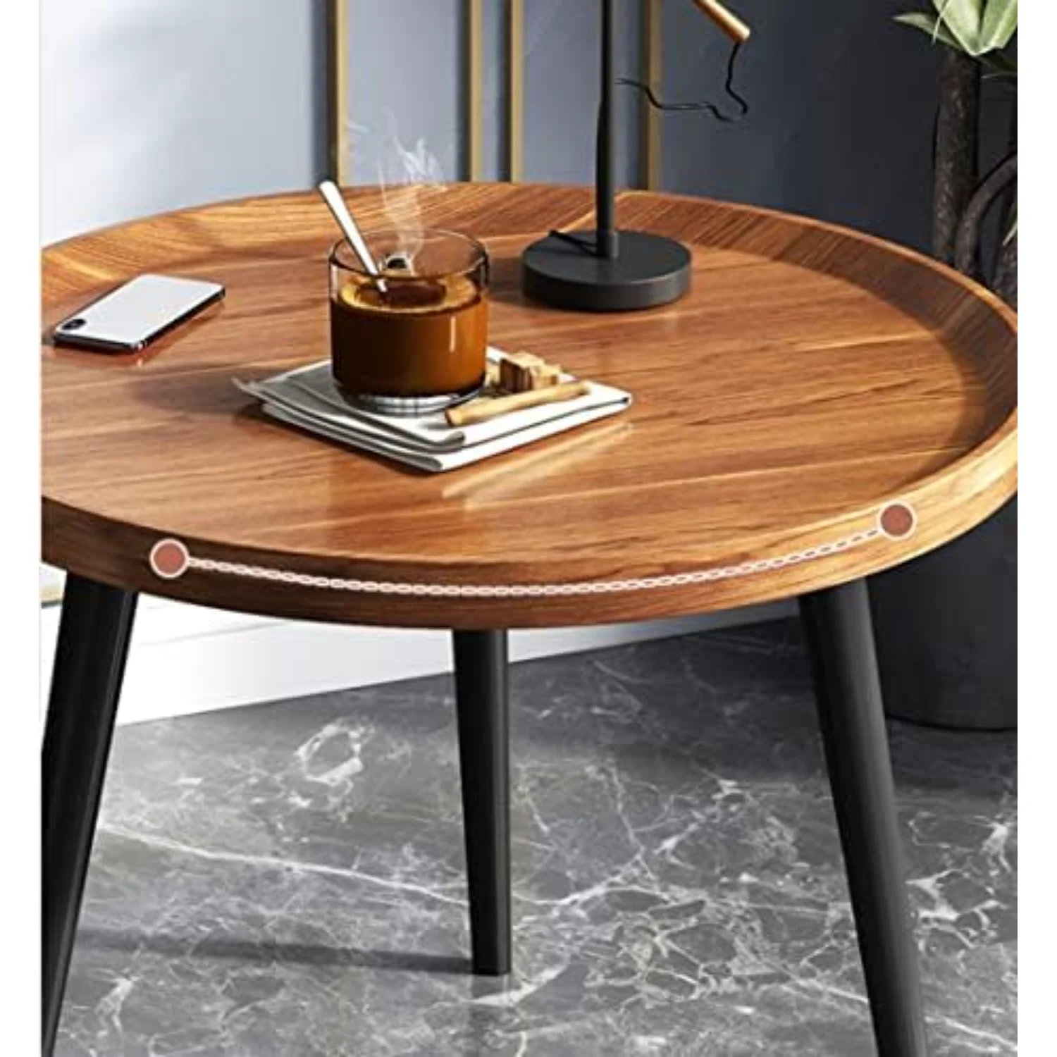 

Wooden Walnut Coffee Table Rustic Nesting Tables Tea Table Oval Coffee Table Industrial Sofa Table Retro Accent Center Table for