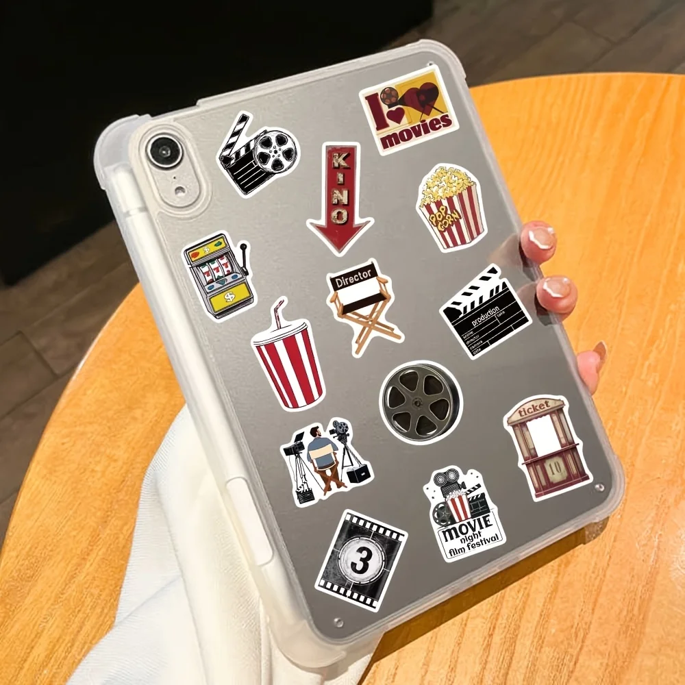 50pcs Retro Cinema Sticker Popcorn Graffiti Decal for Diary Fridge Closet Wallet Backpack Envelope Label Magazine DecoratSticker