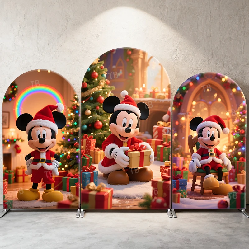 

Disney Christmas Arch Backdrop Cover Mickey Mouse Photograph Background for Kids Birthday Party, Event Decor & Photo Booth Prop