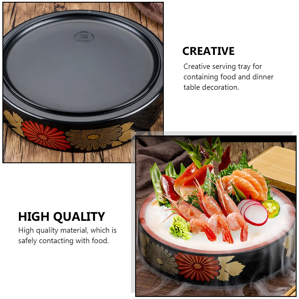 

Sushi Plate Sashimi Seafood Tray ABS Black Rice Bowl Creative Barrel Practical Tableware Easy Wash Dry Kitchen Use