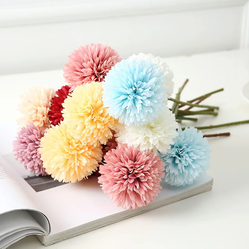 YOMDID 30cm Artificial Flower Dandelion Ball Chrysanthemum Fake Flower for Wed Living Room Potted Flower Home interior Decor