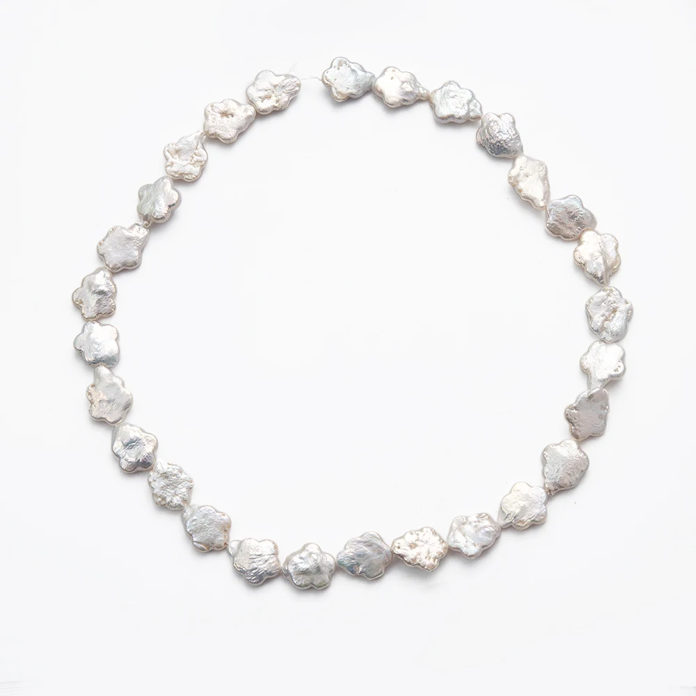 

12-16mm White Natural Freshwater Pearl Baroque Plum Blossom Shape Loose beads Charms DIY Necklace Bracelet Earrings