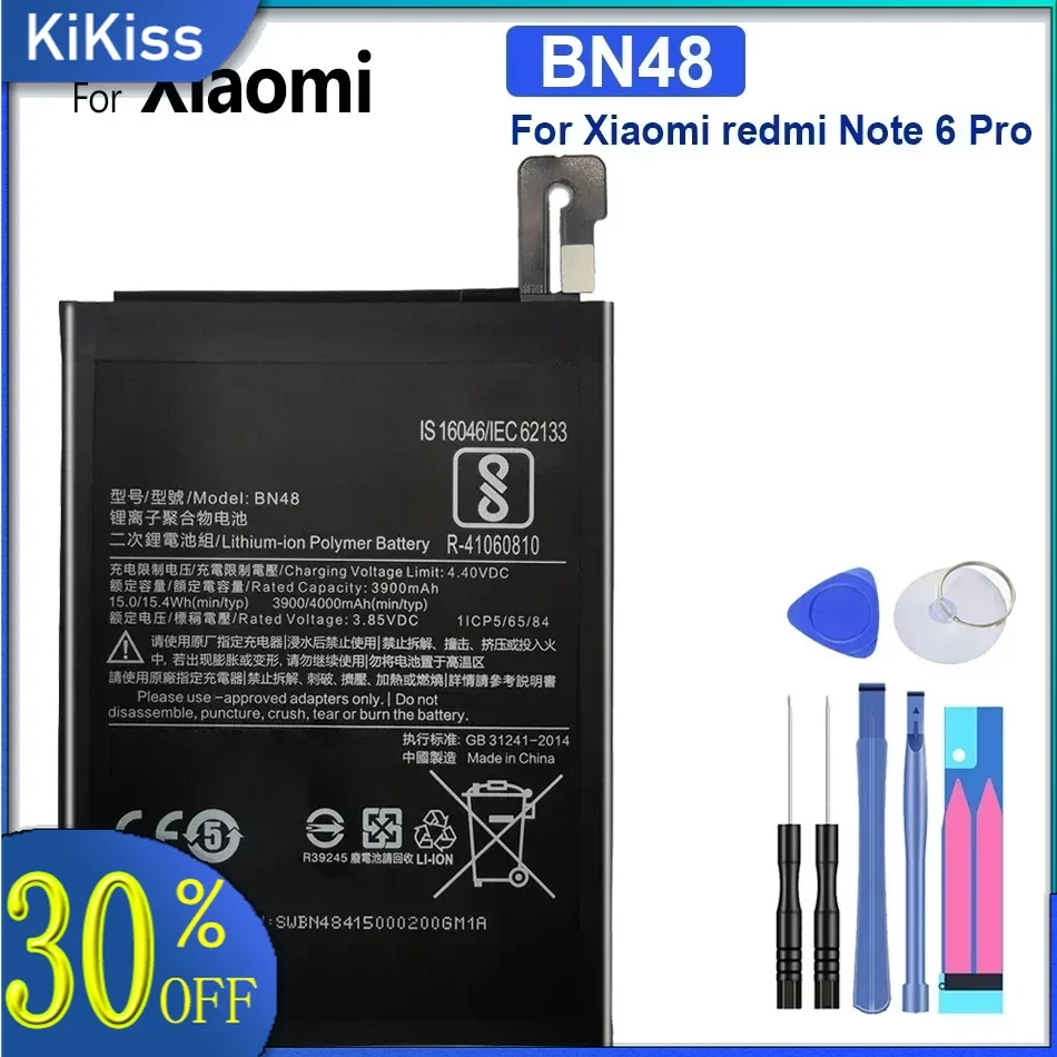

Высококачественный аккумулятор для Xiaomi Redmi Note 6 Pro, Note6 Pro, 6Pro, BN48, 4000 мАч, бесплатные инструменты