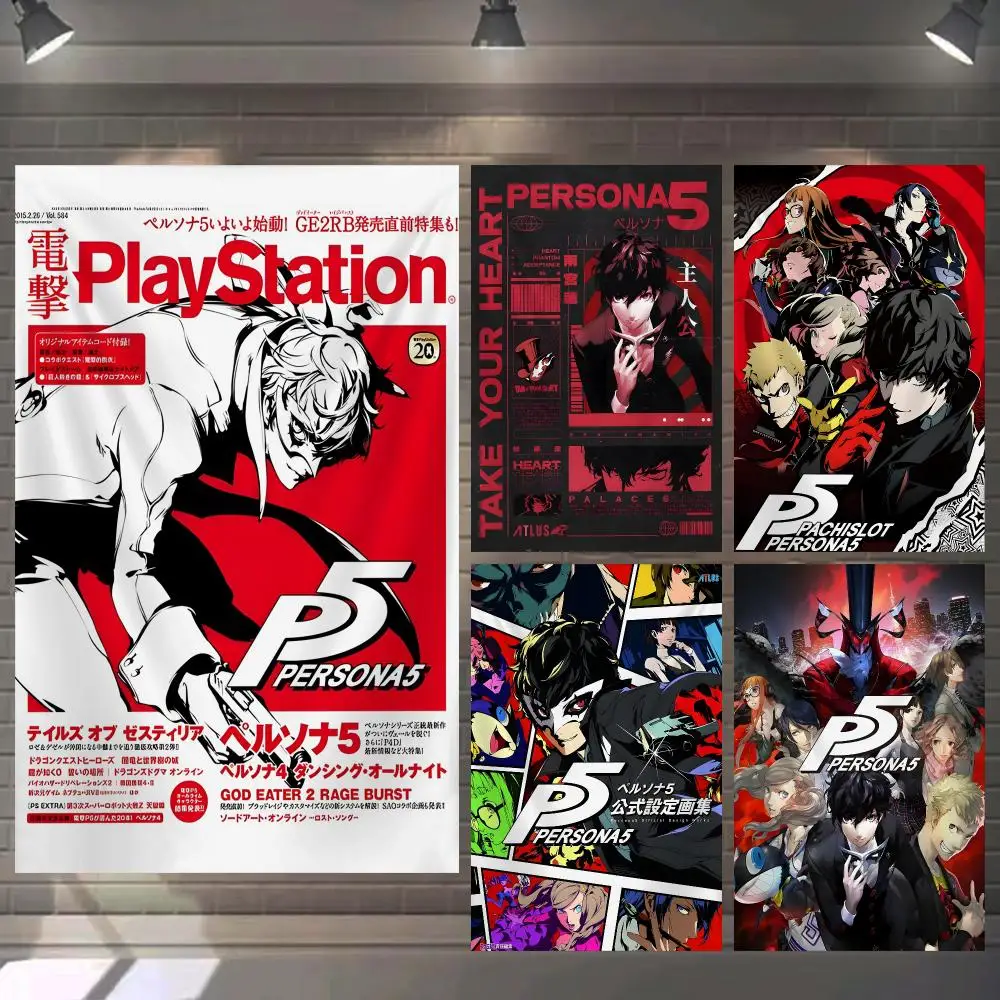 Anime P-Persona 5 Tapestry Microfiber Background Art Decor For Bedroom Living Room Bar Garden Outdoor Festival Wall Deco