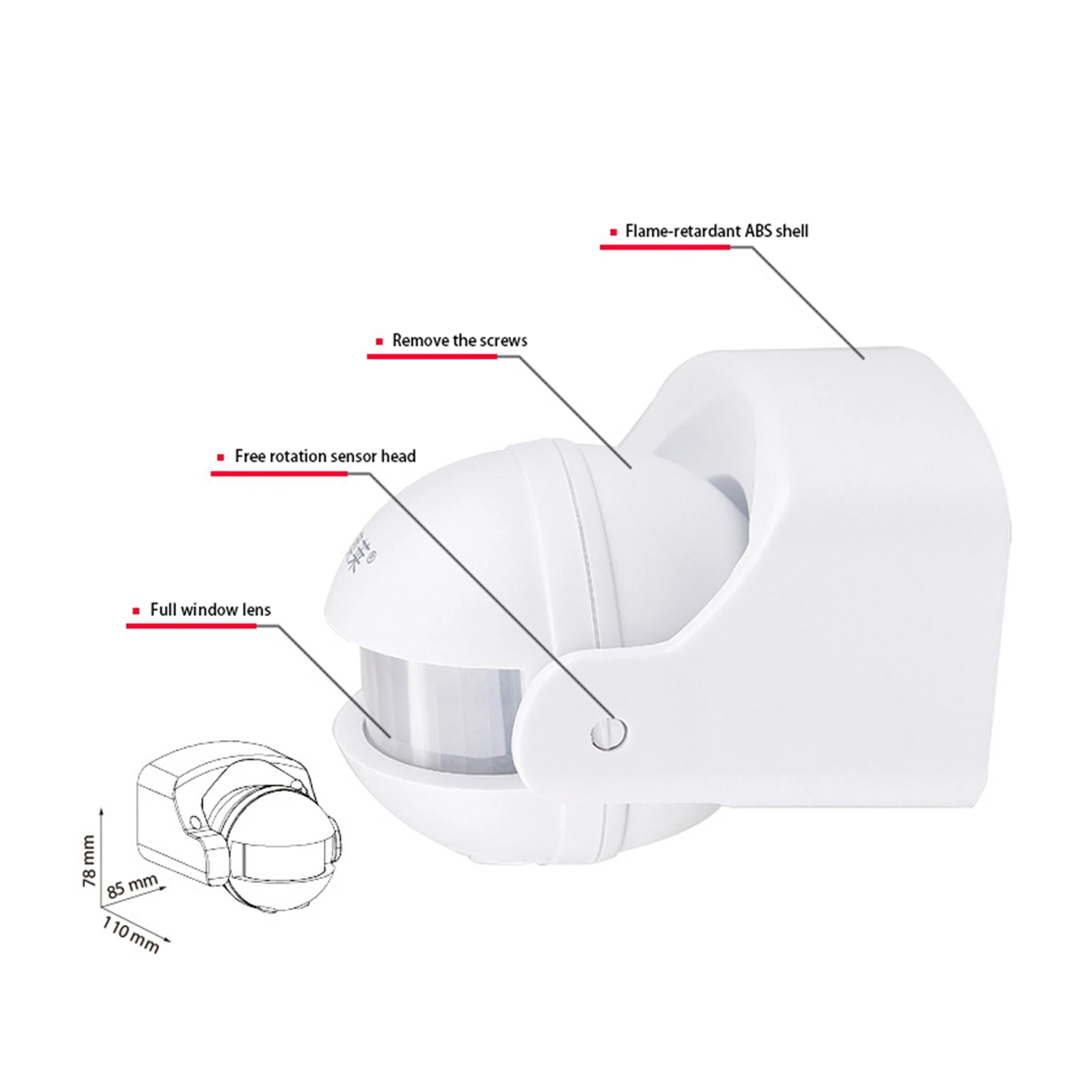 PIR Infrared Motion Sensor AC110V-220V Motion Detector Adjustable Switch for Indoor and Outdoor Multiple Scenarios
