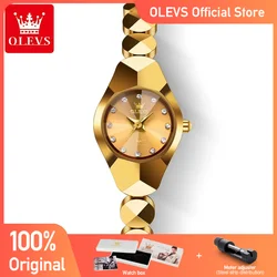 OLEVS Dameshorloges Eenvoudig Mode Origineel Horloge Ruit Spiegel Diamant Schaal Wolfraam Stalen Horloge voor Dames Waterdicht