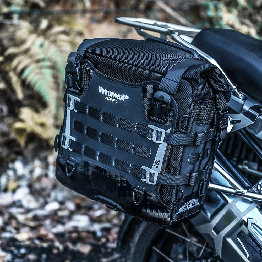 Rhinowalk Motorcycle Quick Release Side Pannier Bag 20L/35L Anti-sway Waterproof  Motor Luggage for Touring Anti-Theft
