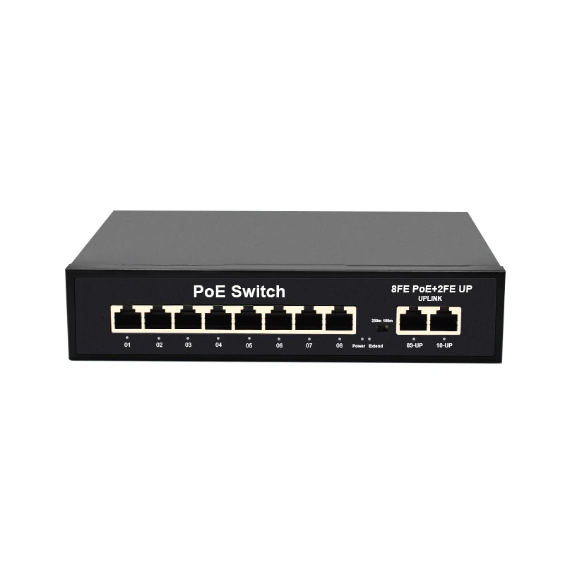 

POE Switch for Hikvision Camera, 8 Port, 10/100Mbps, 2 uplink, for Camera