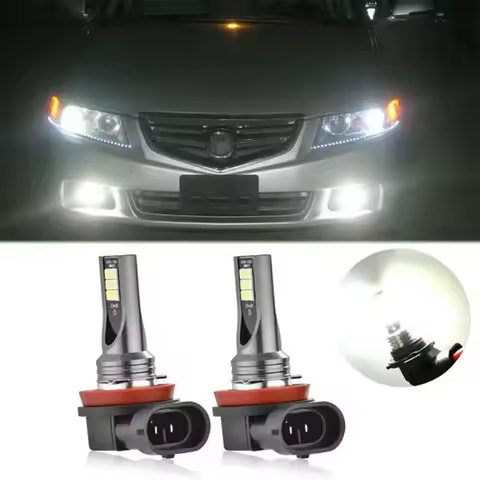 2pcs H8 H9 H1 H3 Led H11 9005 HB3 9006 HB4 Car CSP LED Fog Headlight Bulbs 6000K White Auto Fog Lamp Day Running Light