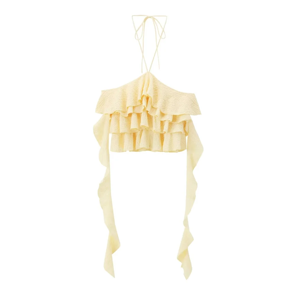 Kar & Otza 2024 nuova estate donna versatile decorazione a strati appeso collo collare gilet, canotta corta top