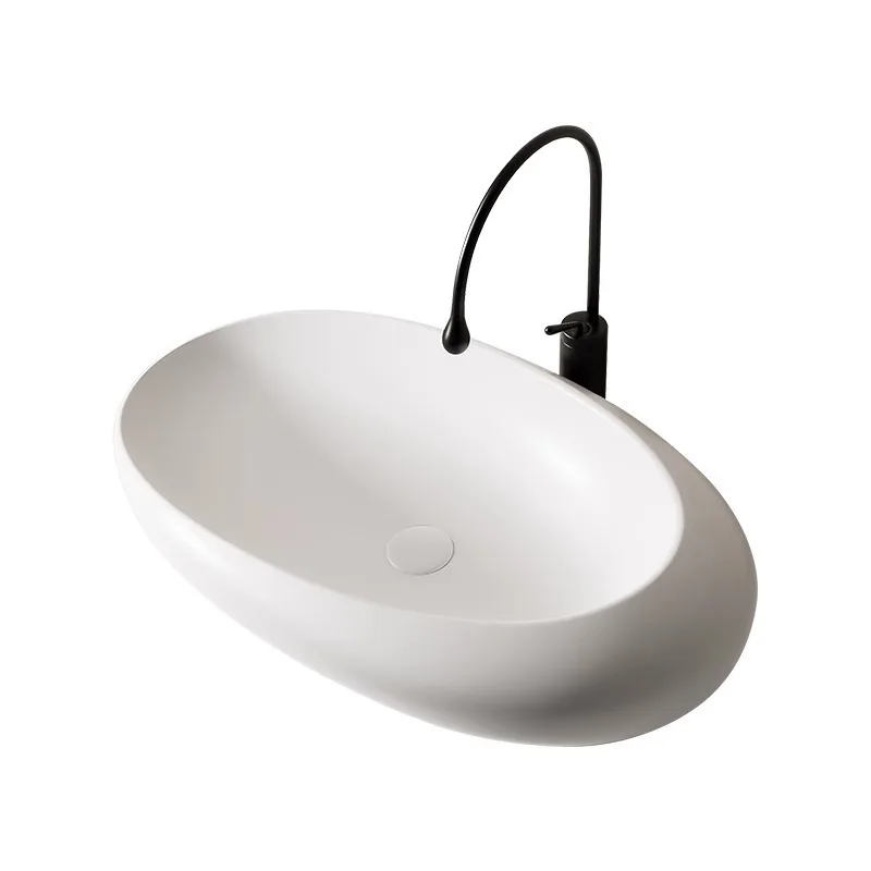 

Creative Egg Counter Basin Balcony Cream Wind Washbasin Small Unit Ceramic Art Washbasin Washbasin Single Basin