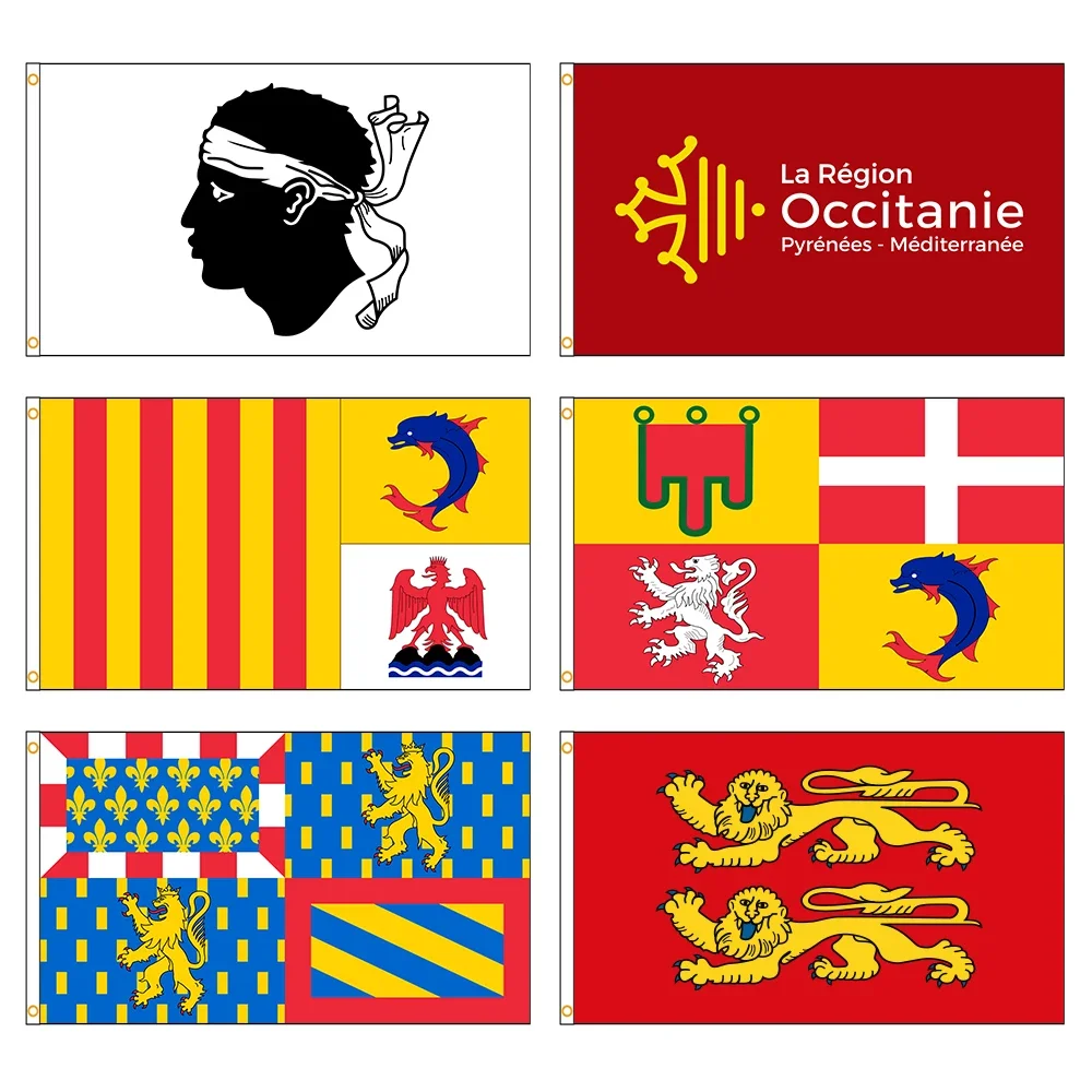 90x150cm Frankreich Normandi Corsic Occitani Bourgogne Auvergne Provence Alpes Flagge Banner Dekoration Outdoor Dekor Flaga Tapisserie