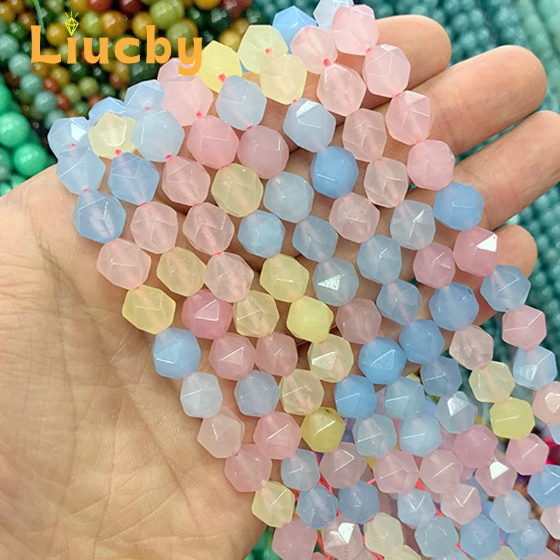 Naturstein Facettierter Morgan Chalcedon Handgefertigte Diamantperlen für Schmuckherstellung DIY exquisites Zubehör 15" Strang 6/8/10mm – Detail 4