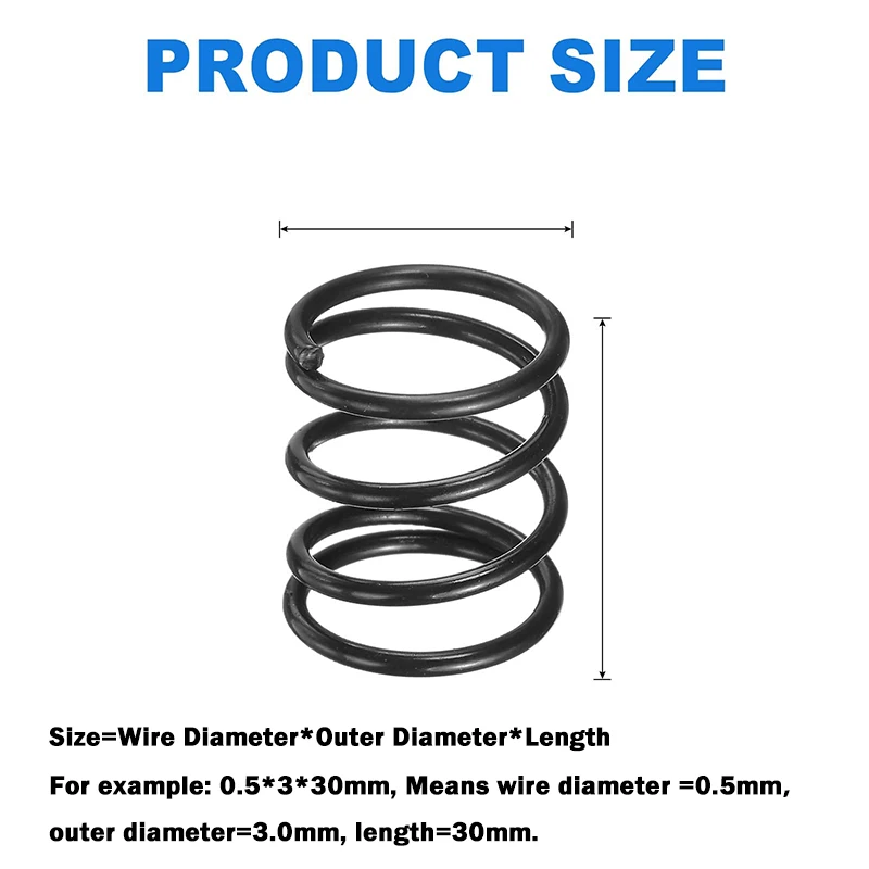 Spring Steel Pressure Spring Wire Dia 0.5mm 0.6mm Micro Small Compression Spring OD:3/4/5/6/7/8/9/10/11/12/13/14/15mm L:5-45mm