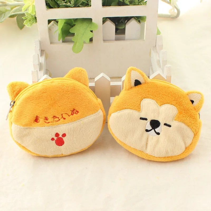 1Pcs Mini Cute Japanese Akita Dog Plush Purse Storage Bags Creative Cartoon Bear Stuffed Animal Toy For Kids Gift