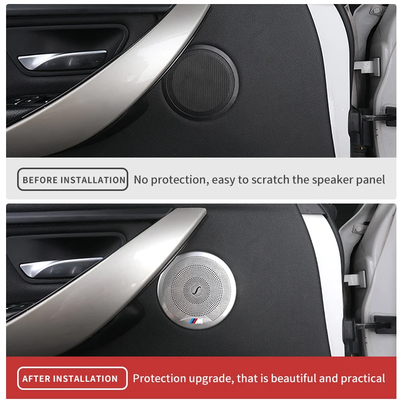 4PCS Car Door Audio Speaker Cover For BMW X3 G01 X4 G02 F30 F32 F33 F36 3GT Stainless Steel Door Loudspeaker Protective Stickers