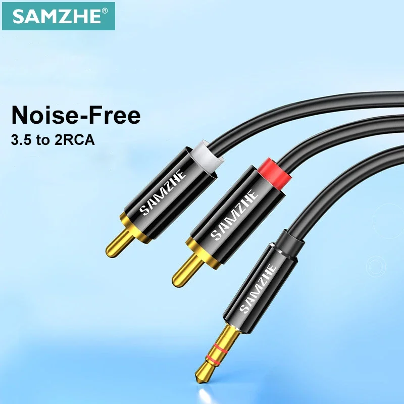 SAMZHE RCA Cable Jack 3.5mm to RCA Audio Cable 3.5mm Jack to 2RCA Male Splitter Aux Cable for TV PC Amplifier DVD Speaker Wire