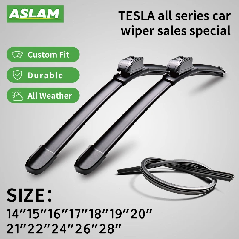 ASLAM Wiper Front Windscreen Windscreen Accessories  Window Rain Brushes Double Layer Soft Rubbe Easy to Install for TESLA