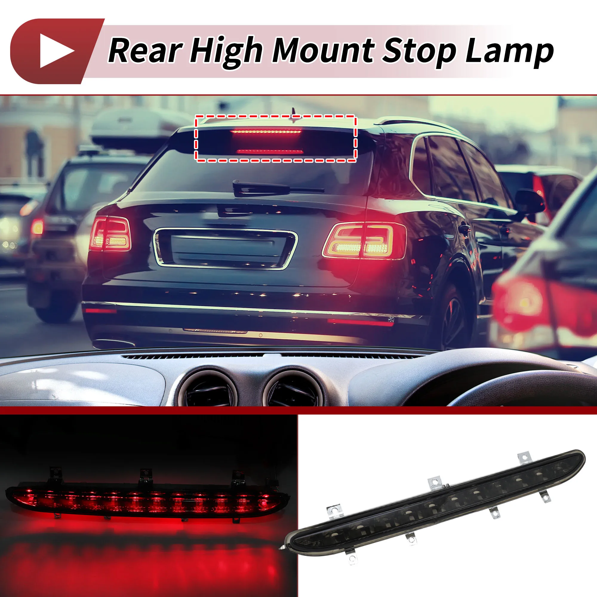 UXCELL Black LED Third Brake Light for Volkswagen EOS 06-16 No.1Q0945097B/1Q0945097A