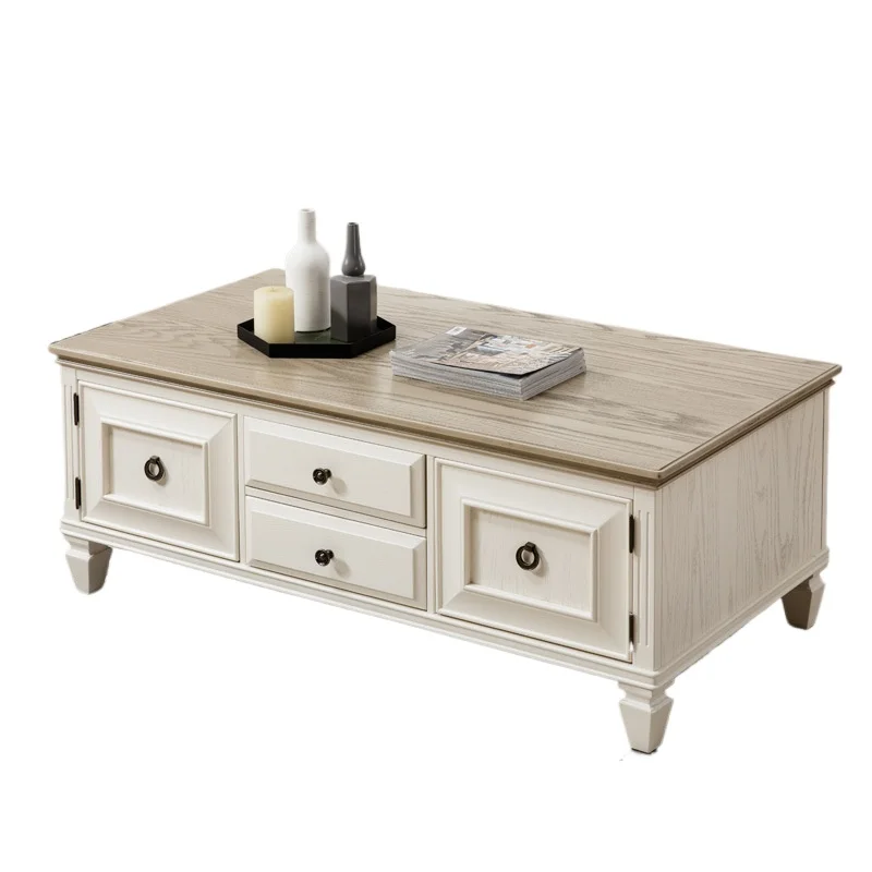 

American solid wood coffee table simple modern small apartment white table household TV