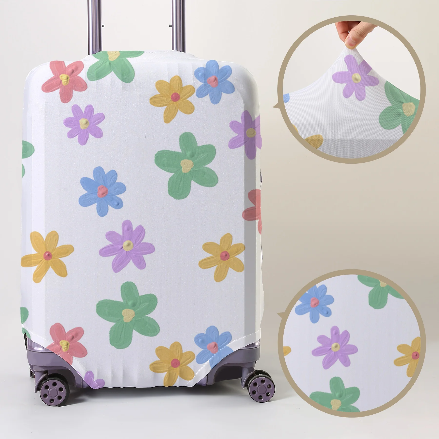 

Oil painting style colorful floral pattern luggage protection cover, suitable for 18-32 inch luggage covers, luggage handle glov