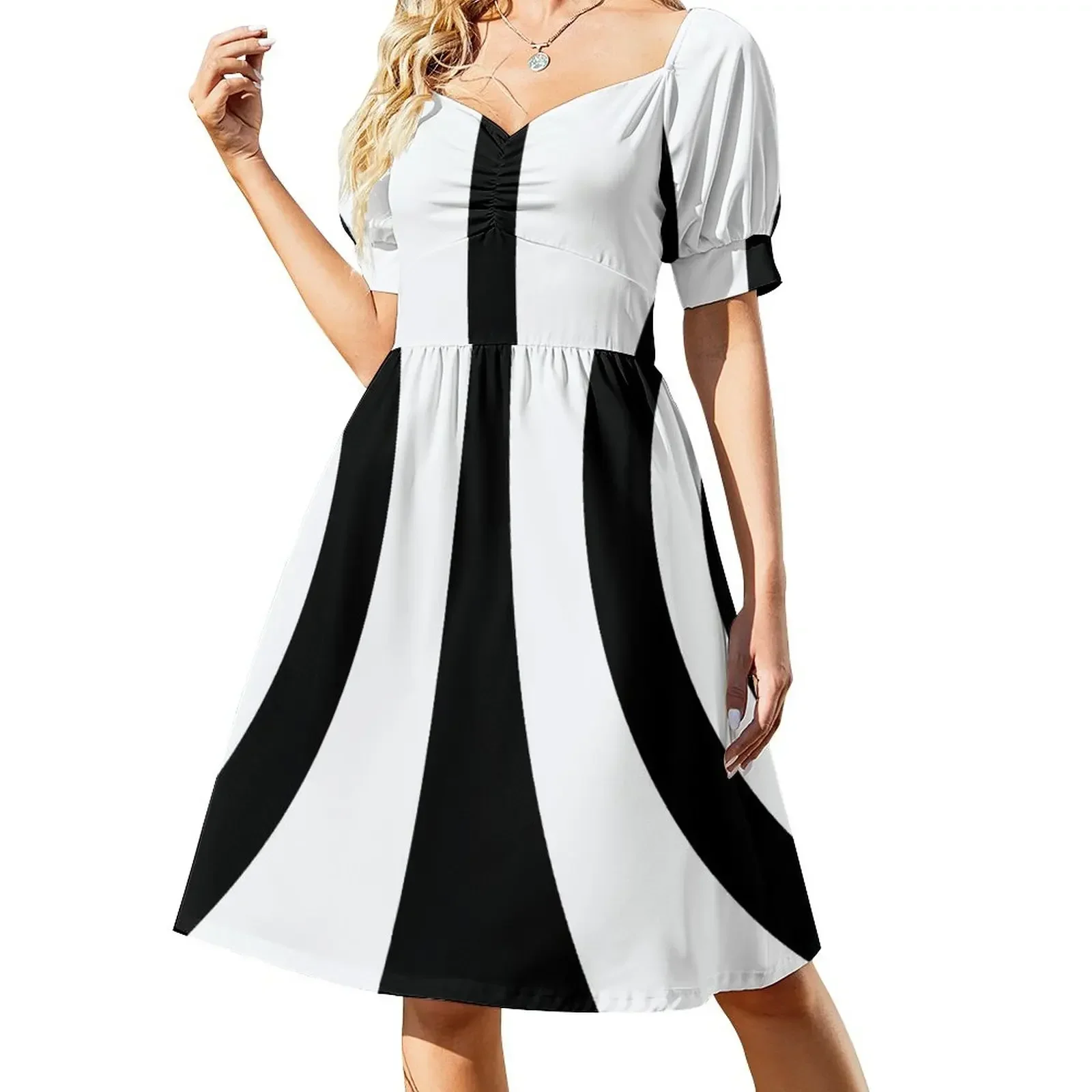 

Black on White Retro Sixties Mod Short-Sleeved Dress ladies dresses for special occasions long sleeve dress Dress