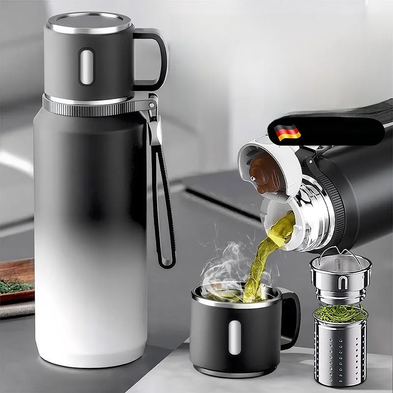 Large Capacity Stainless Steel Insulated Mug Men's Version Car Tea Brewing Water Cup Office Use Outdoor Gradient Color Popular