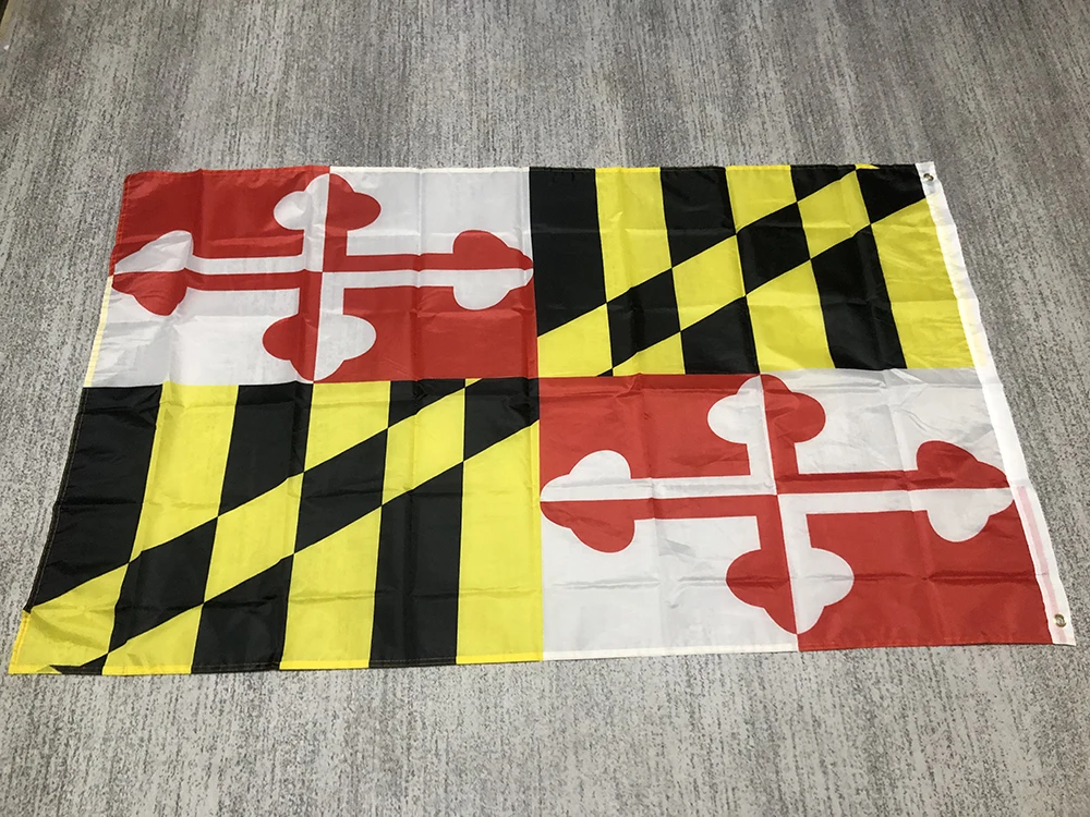 Maryland Flag 90x150 CM 3x5fts double penetration polyester hanging banner Us Usa State Maryland Flag For Decoration