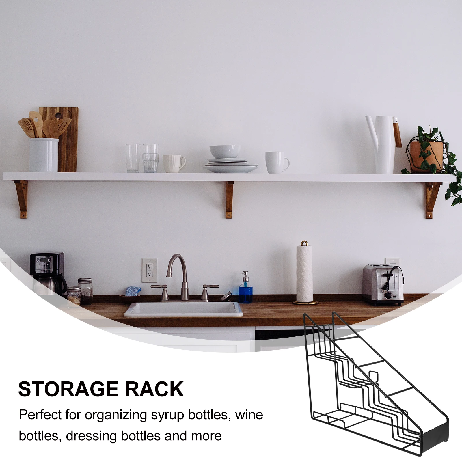 

Stainless Steel Organizer For Coffee Shops Home Slim Space-Saving Spice Slanted Design Syrup Wine Dressing Bottles Storage Rack