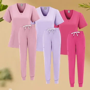 ملحقات ممرضة الطبيب بأكمام قصيرة ملابس عمال مستشفى الحيوانات الأليفة الزي الطبي عيادة الأسنان الصيدلي الزي الرسمي بالجملة