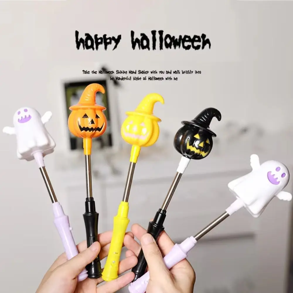 Flashing Sticks Halloween Pumpkin Lantern LED Luminous Spring Glitter Stick Cosplay Funny Pumpkin Ghost Hand Lantern Adults Kids