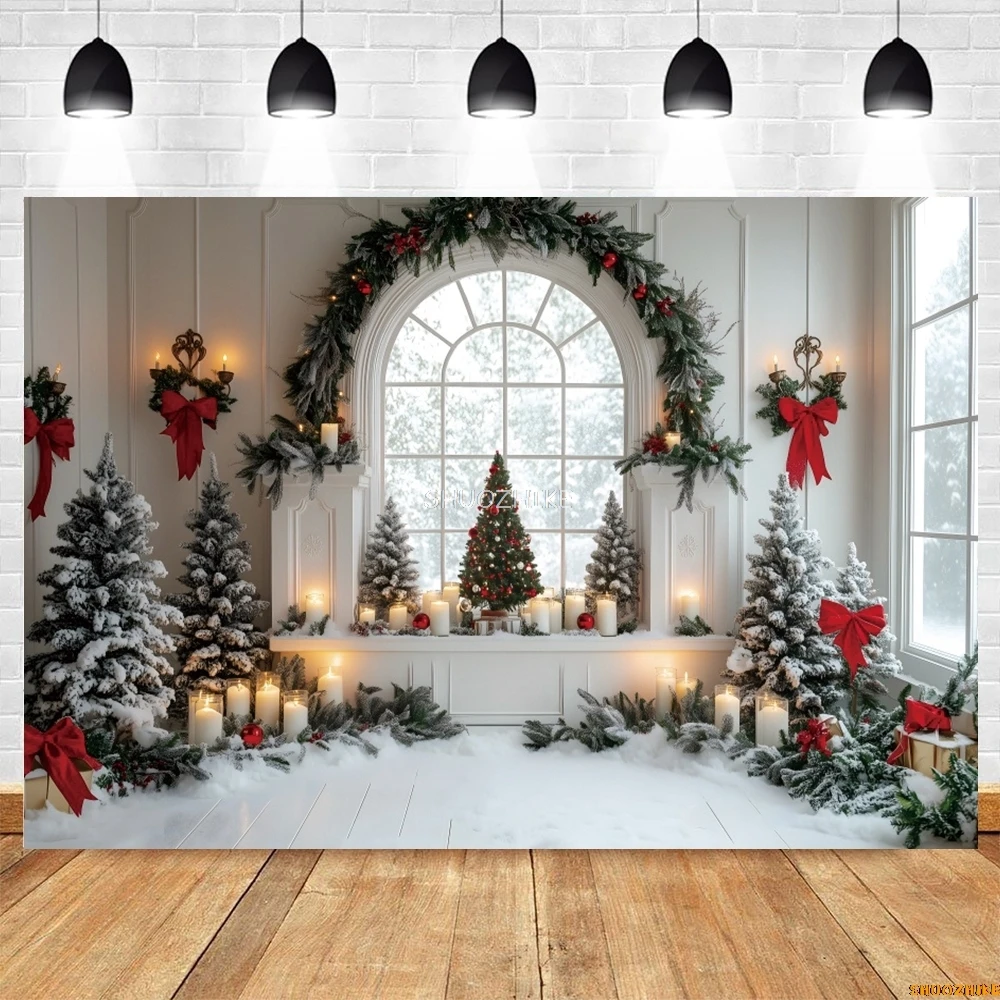 عيد الميلاد التصوير خلفية شجرة عيد الميلاد نافذة الغرفة خارج مشهد الثلج الشتاء الداخلية الطفل الاطفال صورة خلفية التصوير الفوتوغرافي