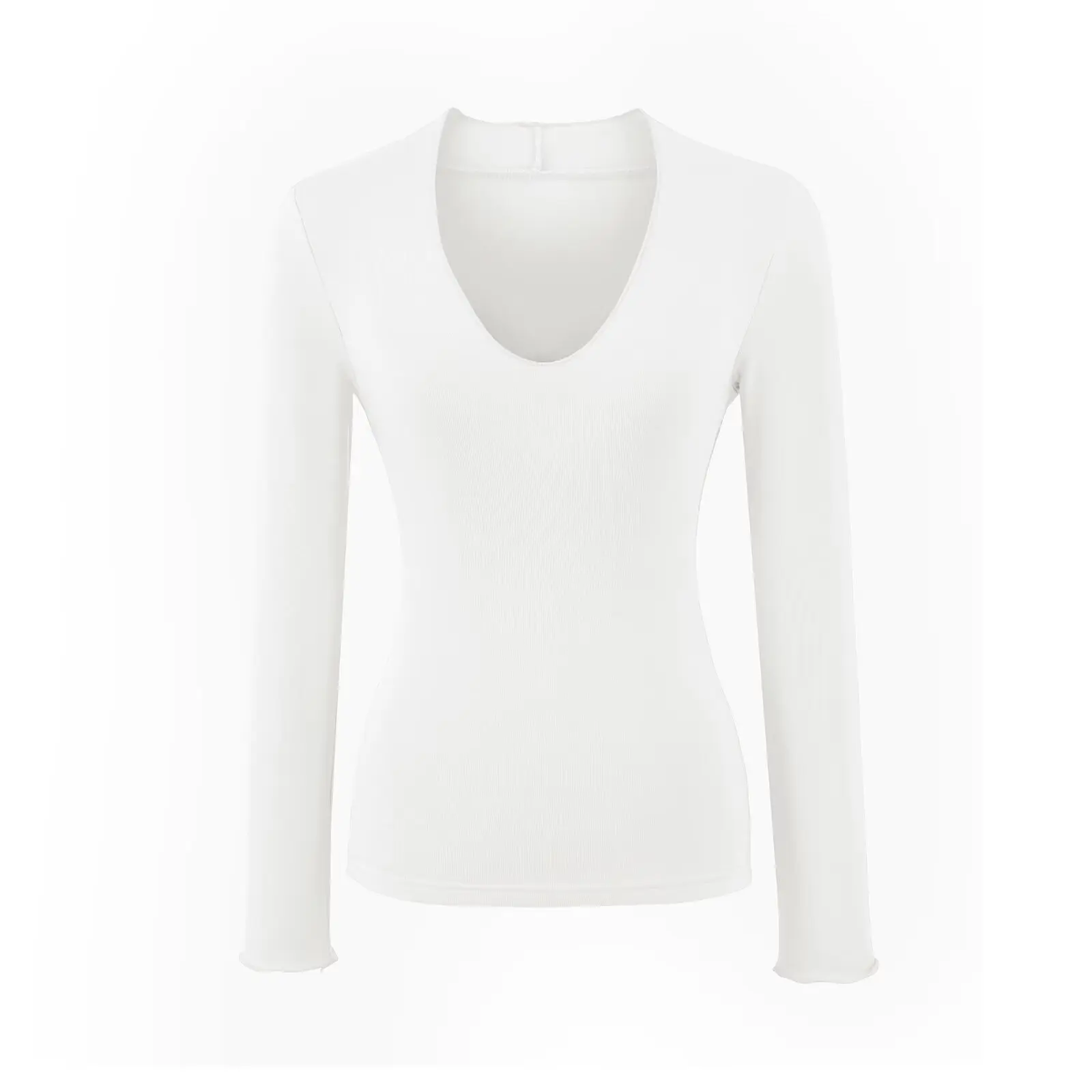 여성용 롱 슬리브 안감 티셔츠 브이넥 슬림핏 베이스 티셔츠 플러스 사이즈 캐주얼 슬리브 가을 겨울 패션 탑