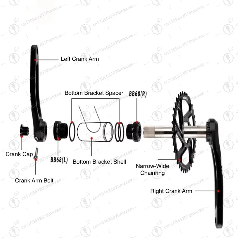 مجموعة كرنك MTB مع دعامة سفلية وصلة سلسلة واسعة ضيقة 34T 36T 38T 40t 7075 ألومنيوم سرعة واحدة 170 ذراع كرنك #6