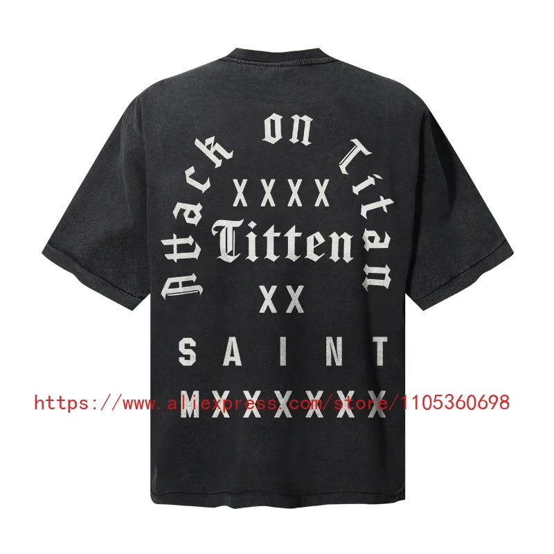 New SAINT Men's T-Shirt Retro Blue Gradient Dark Wing Skeleton Graphic Black Casual Tee Top Fast Delivery