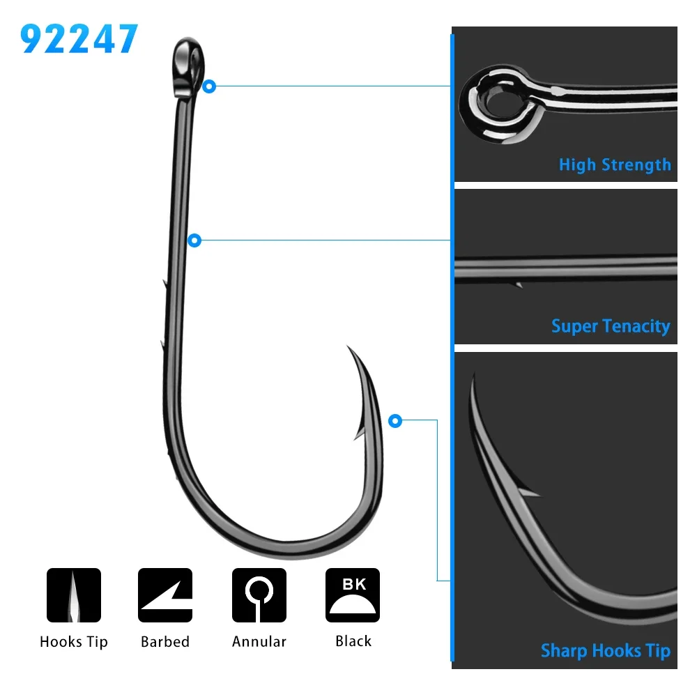 

PROBEROS Fishing Hooks 92247-1#-6# High-carbon steel BAITHOLDER HOOK black color Jig Big Hook Corrosion