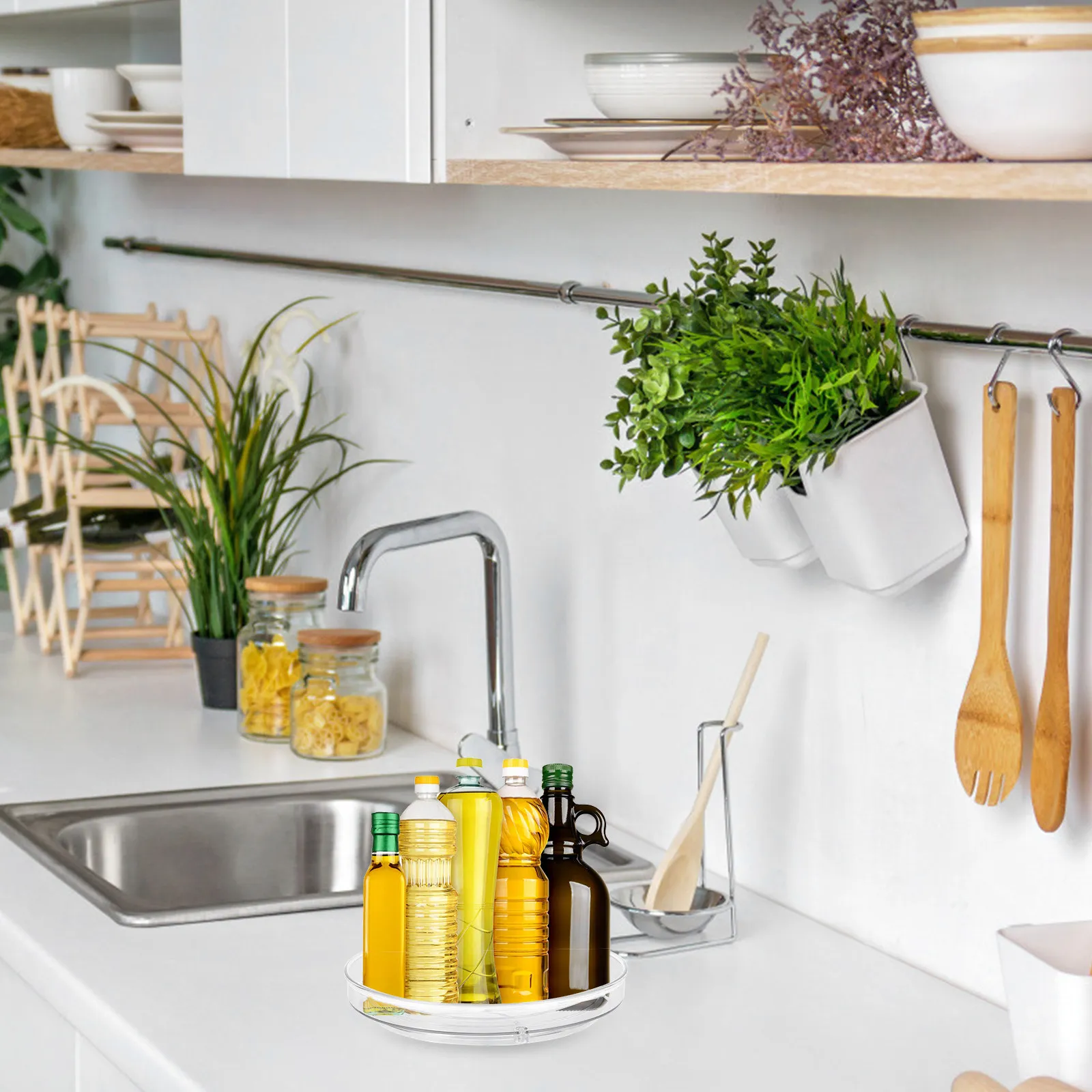 

Creative Rotating Seasoning Rack Large Capacity 360 Degree Kitchen Storage Organizer Rotatable Jar Tray Holder Rack